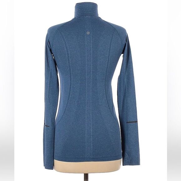 Lululemon Swiftly Tech 1/2 Zip sz 6 Tonka Stripe Heathered Blue Rugged 651 - Picture 2 of 2